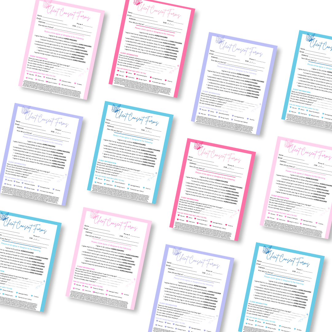 DIGITAL EYELASH EXTENSION CLIENT CONSENT FORMS | editable