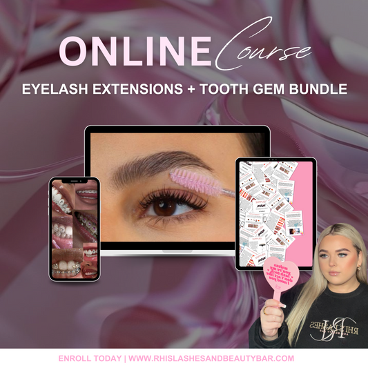 CLASSIC, HYBRID, & PREMADE EYELASH EXTENSION  & TOOTH GEM ONLINE COURSE BUNDLE